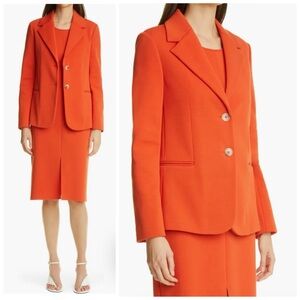 St. John Milano notch collar knit jacket in burnt orange- 2 nwt